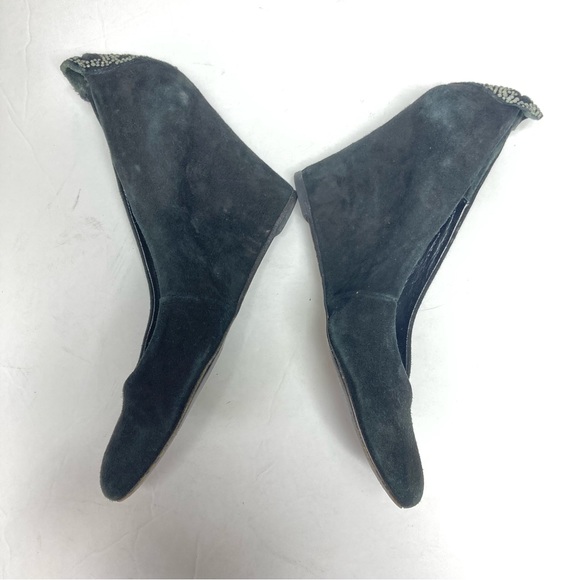 Zadig & Voltaire Leather Wedges Heels Skull Embellished 7 Black Rock Star - Picture 8 of 14